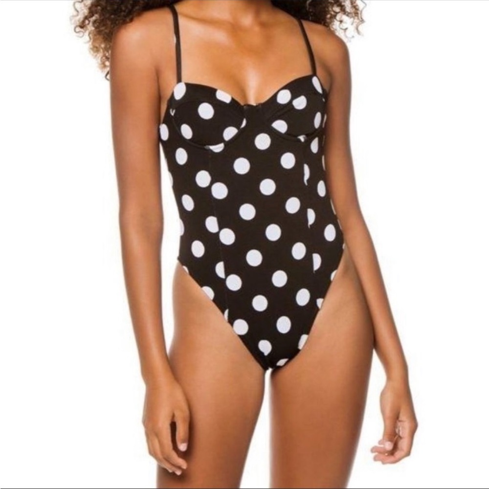 Mara Hoffman Black and White Polka Dot One Piece Swimsuit